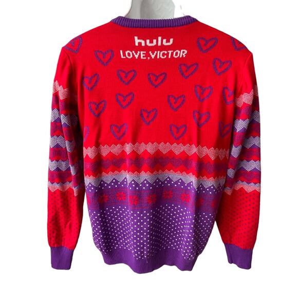 Hulu Love Victor LOVE ISNT ALWAYS A STRAIGHT LINE LGBTQIA Pride Sweater Sz Med - Picture 2 of 2